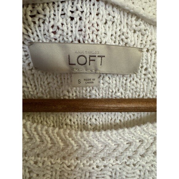 LOFT Women’s White Sweater Tunic Size Small | 100% Mercerized Cotton | - Picture 3 of 4